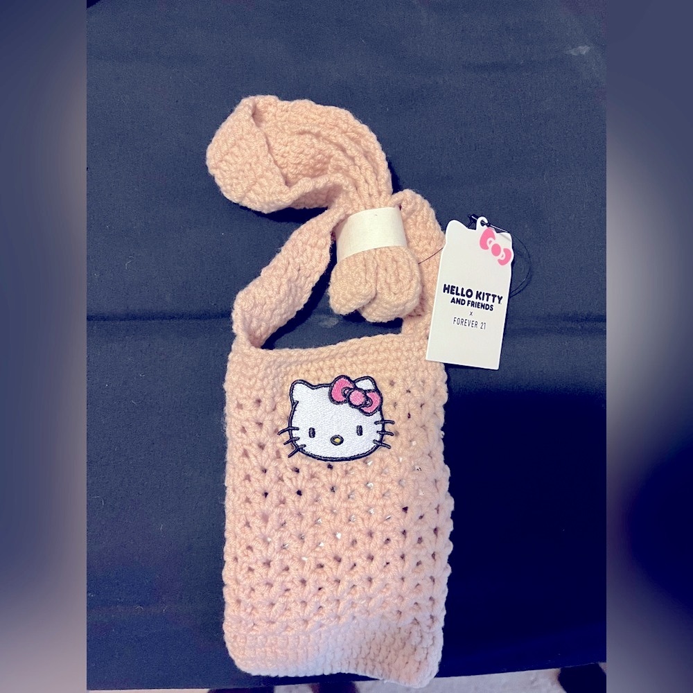 Forever 21 x Hello Kitty and friends crochet cell phone case crossbody bag